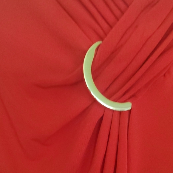 Liz Claiborne Red Mandarin Collar Relaxed Blouse - Picture 3 of 6